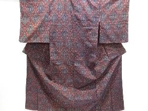 更紗模様織り出し手織り紬着物